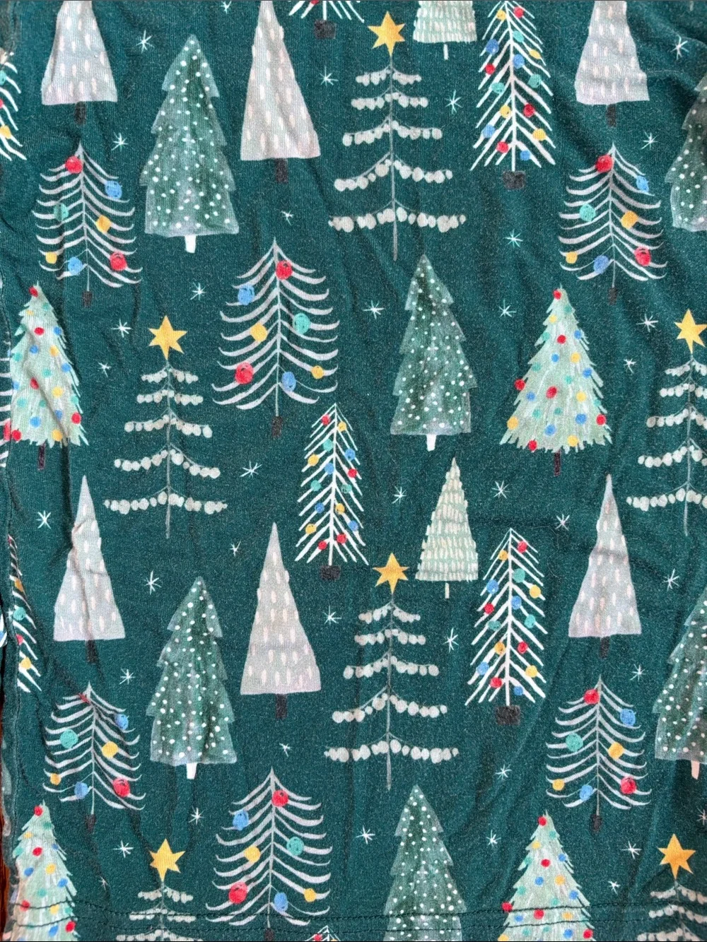 Little Sleepies mismatched pajama set, size 3T. Twinkling trees and plaid.